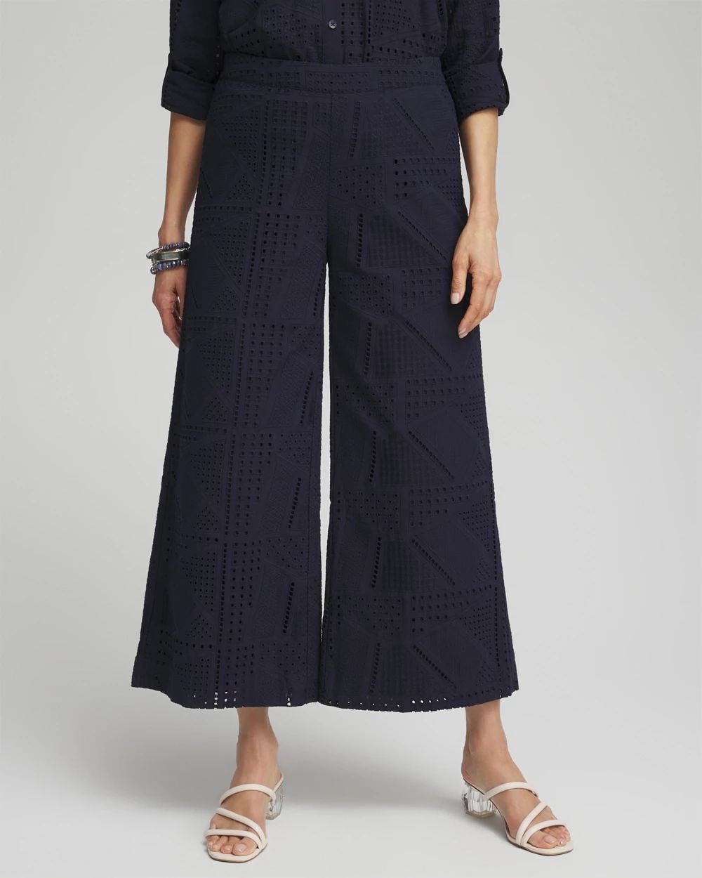 Side Pockets WB with Eyelets Pants Cropped
